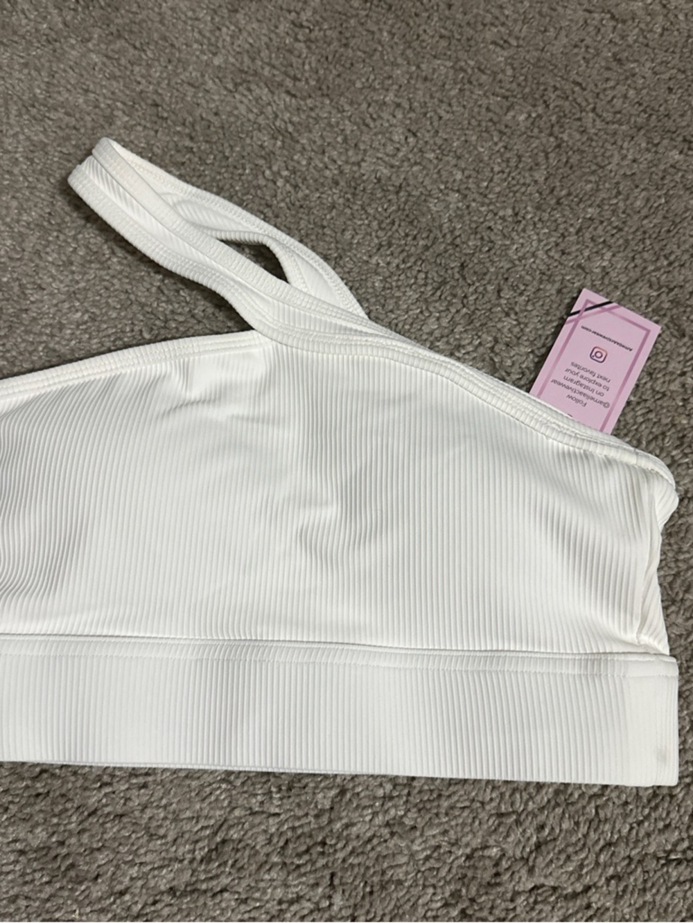 Women's White Ribbed One-Shoulder Bralette